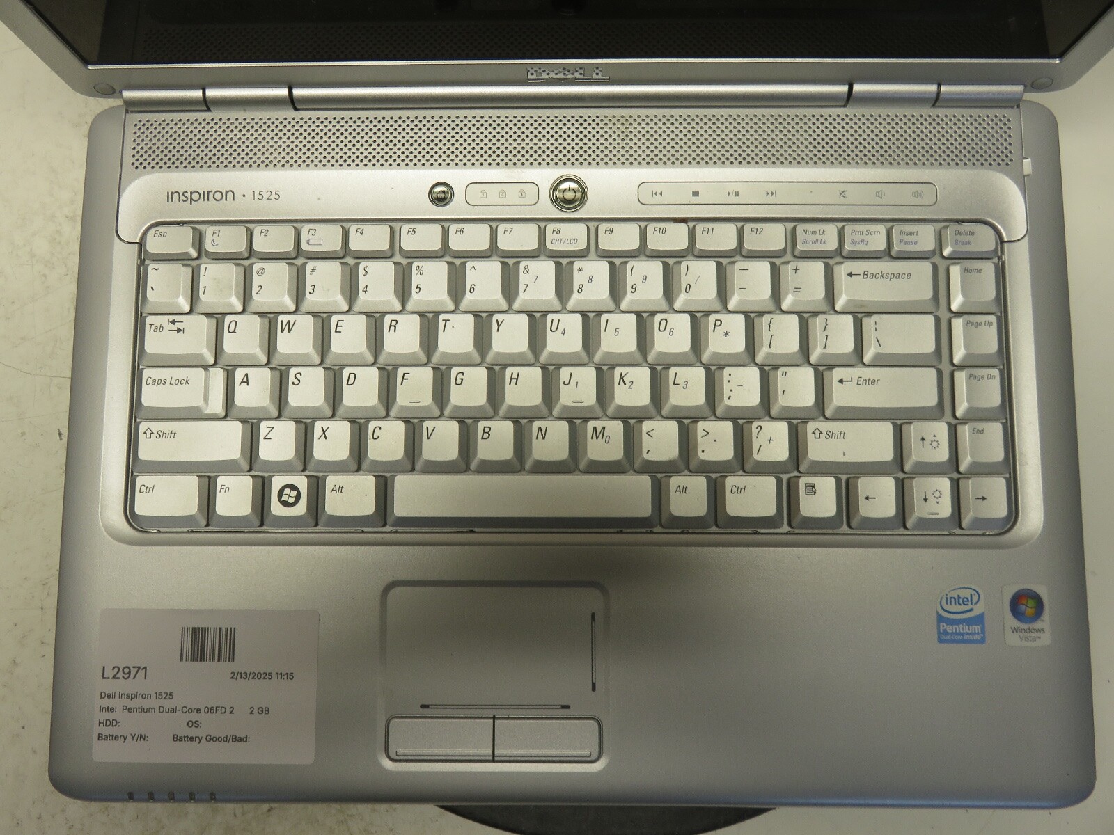 Dell Inspiron 1525 Intel Pentium Dual-Core 06FD 2 GHZ 2 GB NO HDD No Batt
