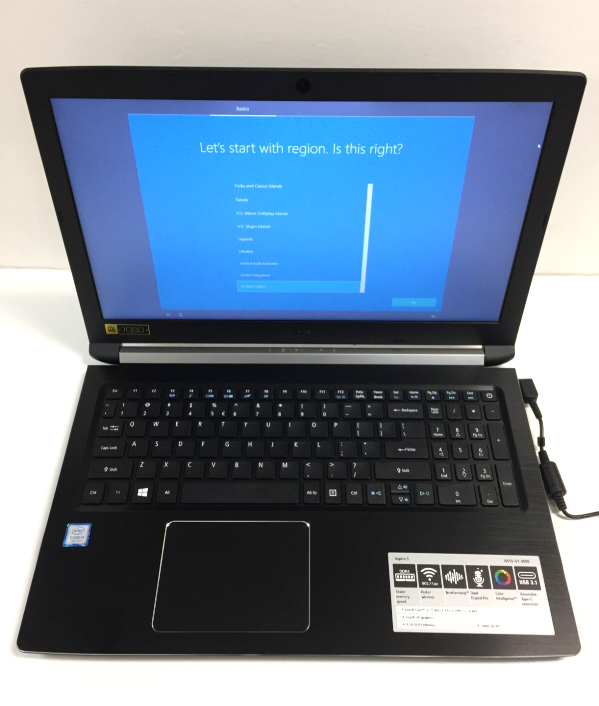 *Bad Battery*Acer Aspire 5 A515-51-3509 15.6″ Laptop/i3-7100U/8GB/1TB HDD/W10H
