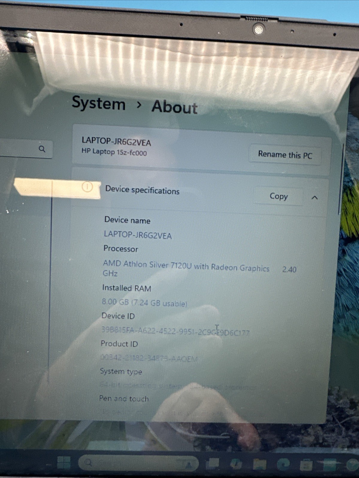 HP 15 15z-fc000 Laptop PC 15.6″ AMD 7120U 8GB 256GB SSD HDMI Cam Mic Num Key W11