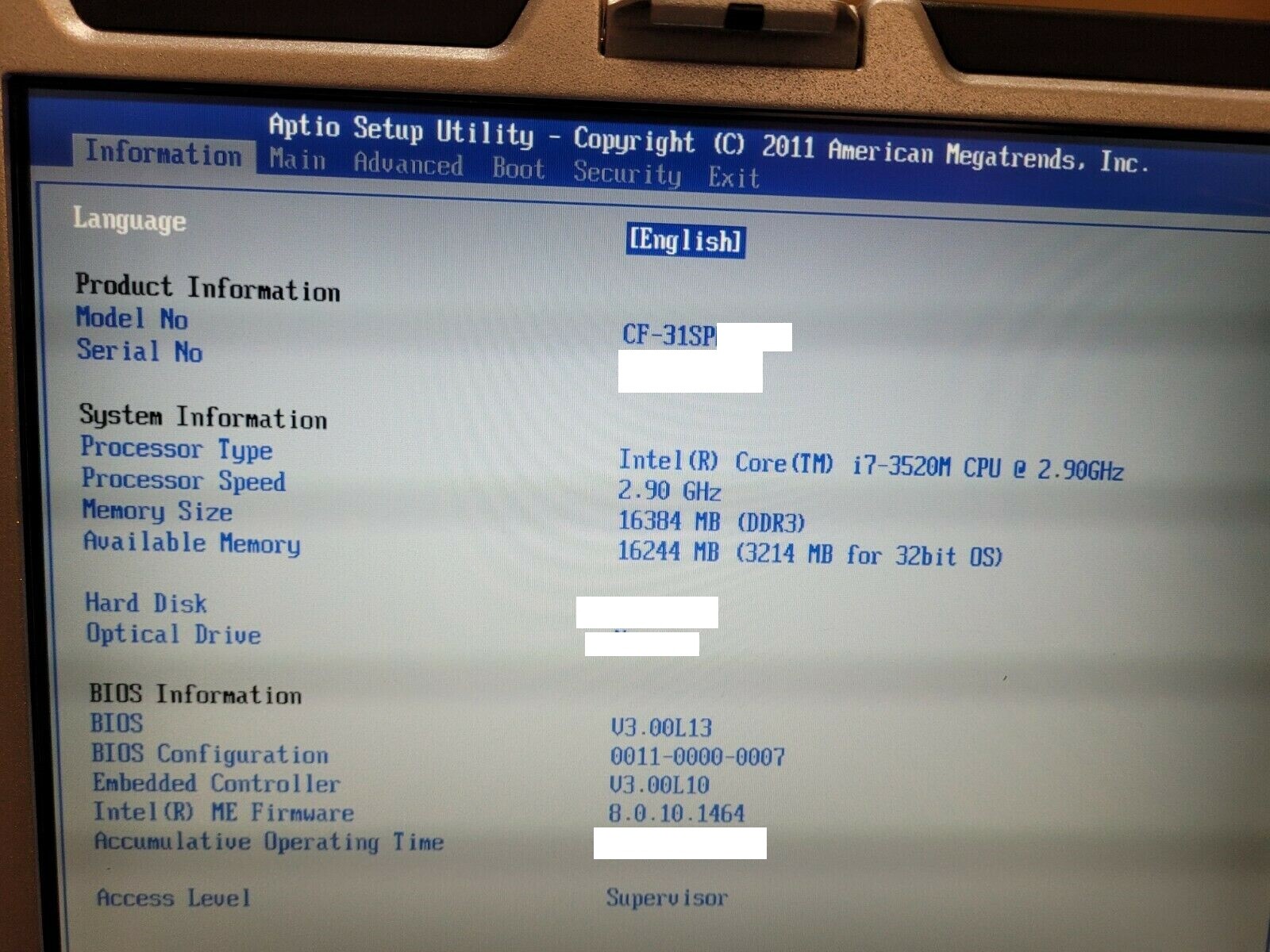 Panasonic Toughbook CF-31, i7-3520M@ 2.9GHz✔️ WIN10P64✔️16GB✔️ 1TBSSD✔️DVDRW✔️