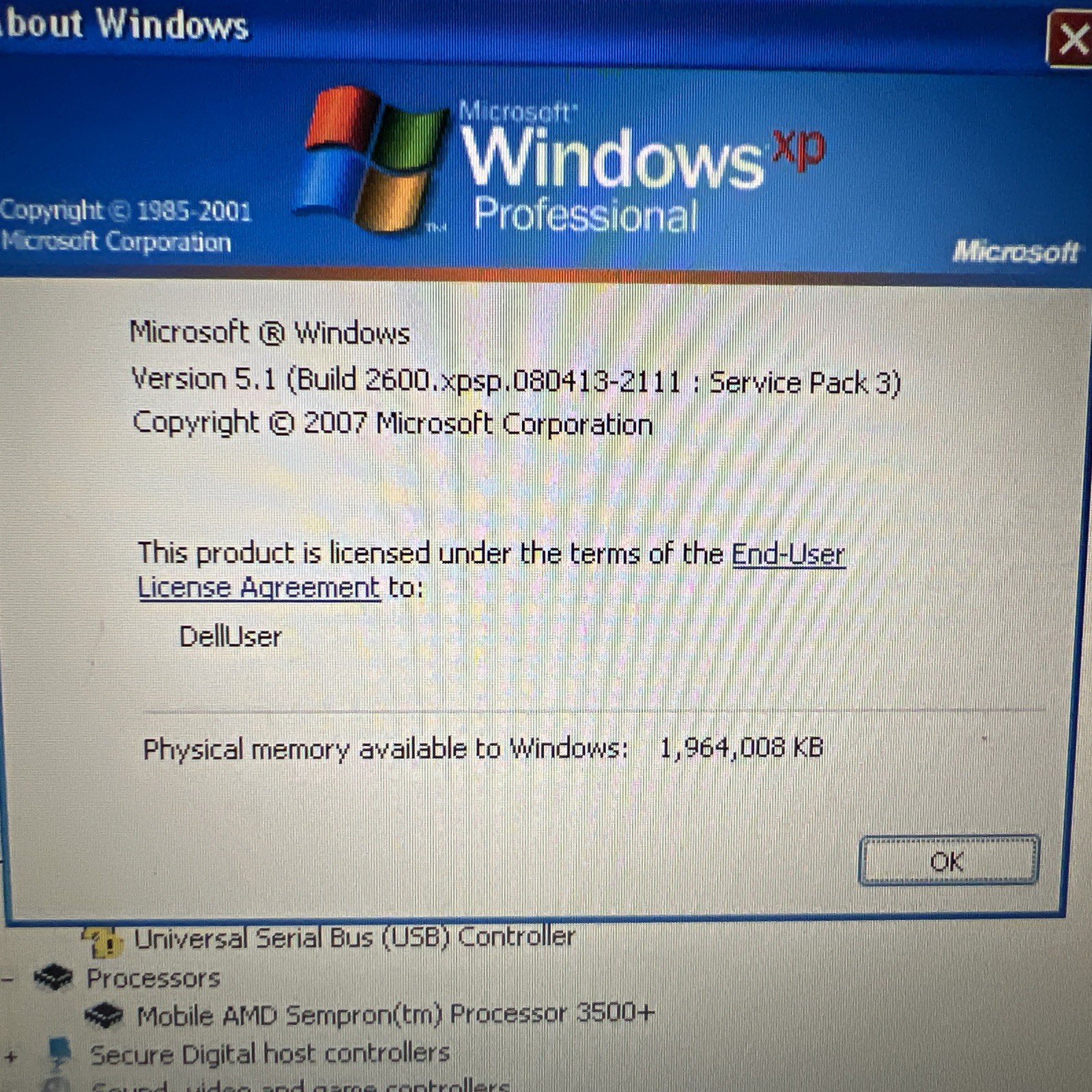 Dell Inspiron 1501 15.4″ AMD Sempron 1.6GHz 2GB RAM 120GB HDD Radeon XP Pro SP3