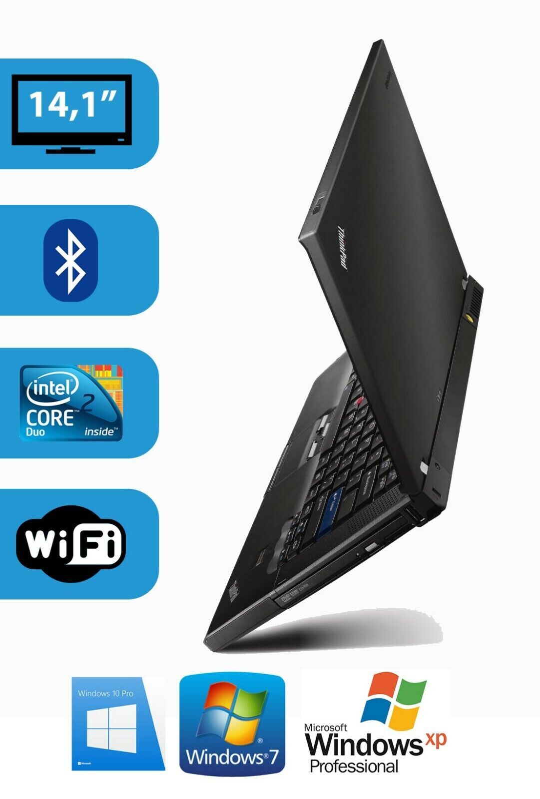 Lenovo IBM T400 core 2 duo p8400 4GB RAM win xp/7/10 14.1 inch 1 year warranty
