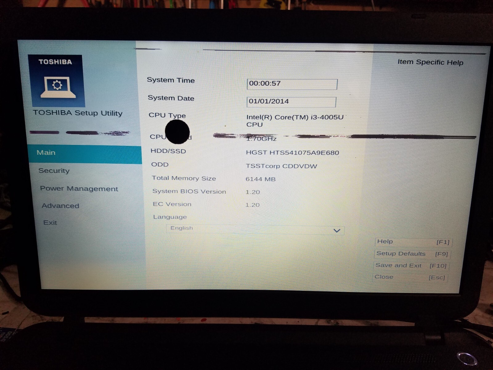 TOSHIBA SATELLITE C55-B5200 I3-4005U 1.70GHZ 6GB 750GB HDD*BAD BATT/SCREEN*