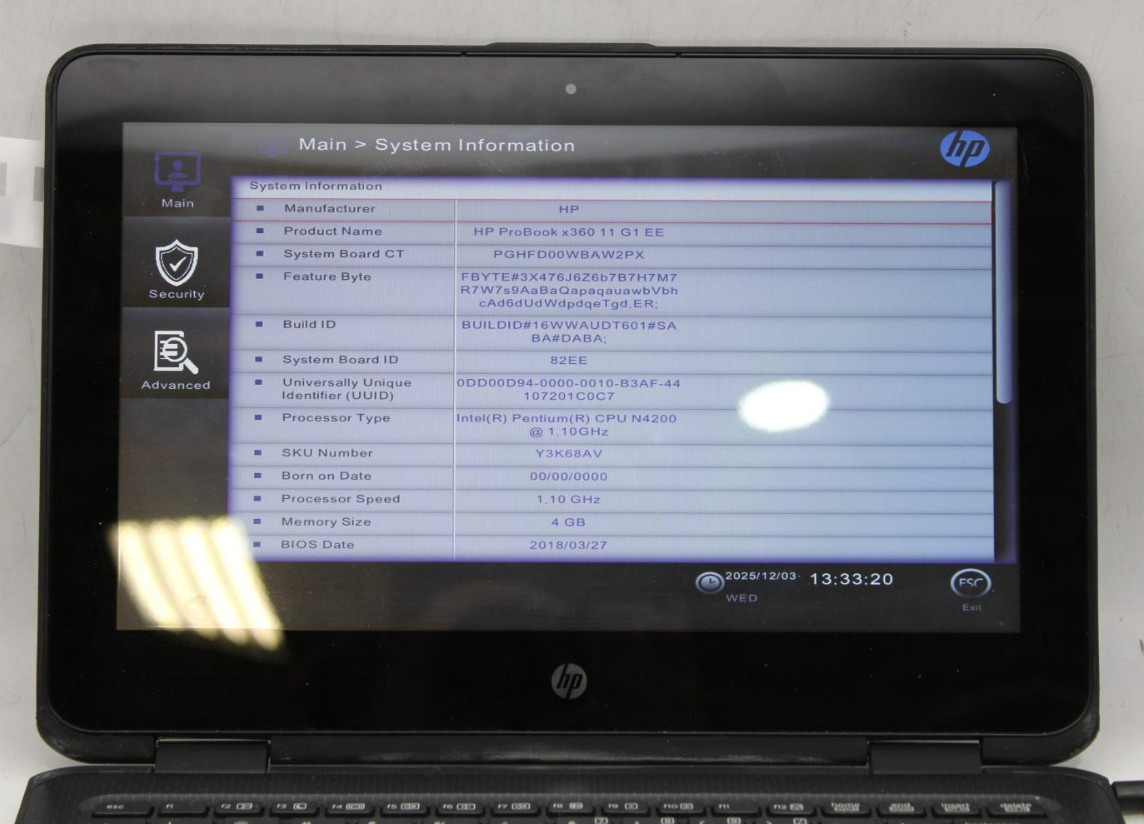 HP ProBook x360 11 G1 EE 11.6″ i-Series 4GB RAM NO STORAGE/OS *PARTS/REPAIR*