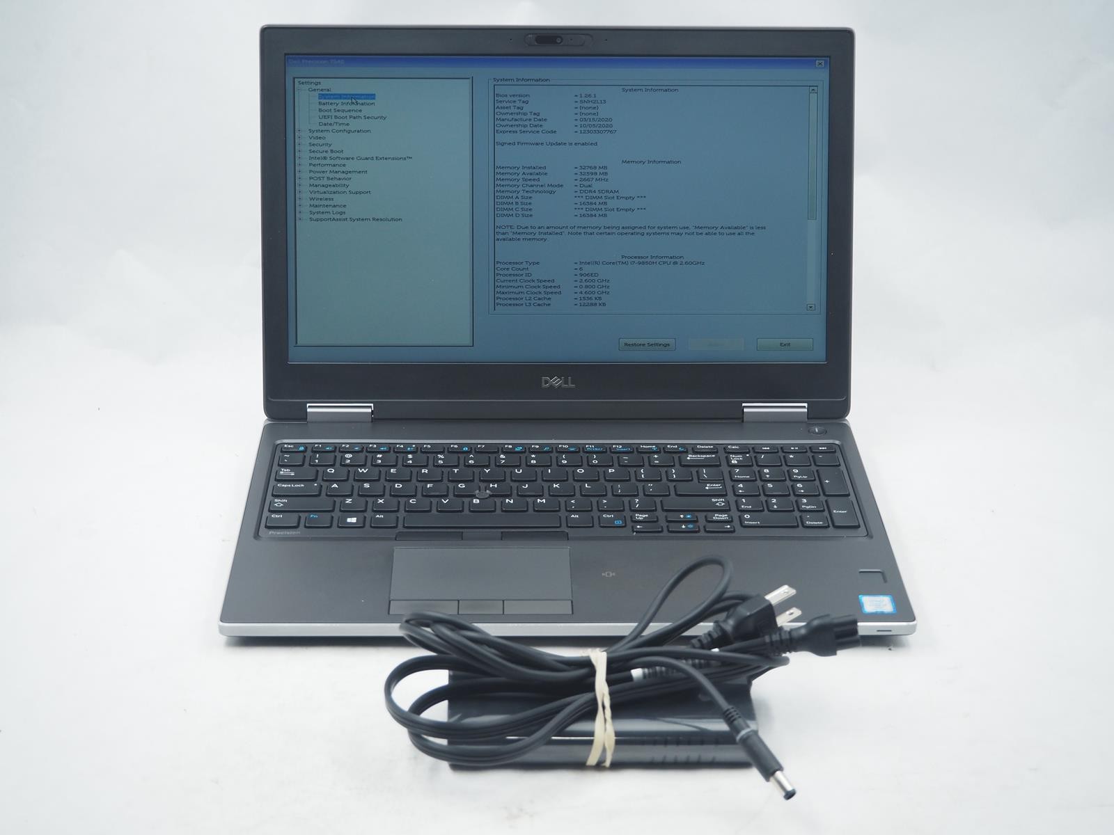 DELL Precision 7540 15.5″ Intel Core i7-9850H 2.6GHz 32GB RAM 512GB NVMe Grade C