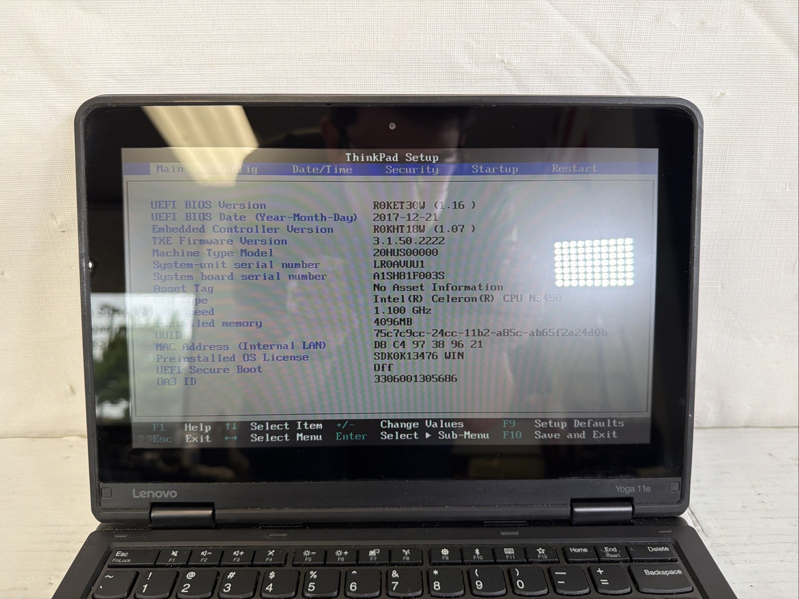Lenovo ThinkPad Yoga 11E TOUCH Celeron N3450 1.10GHz 4GB NO HDD/OS – FRAME SPLIT