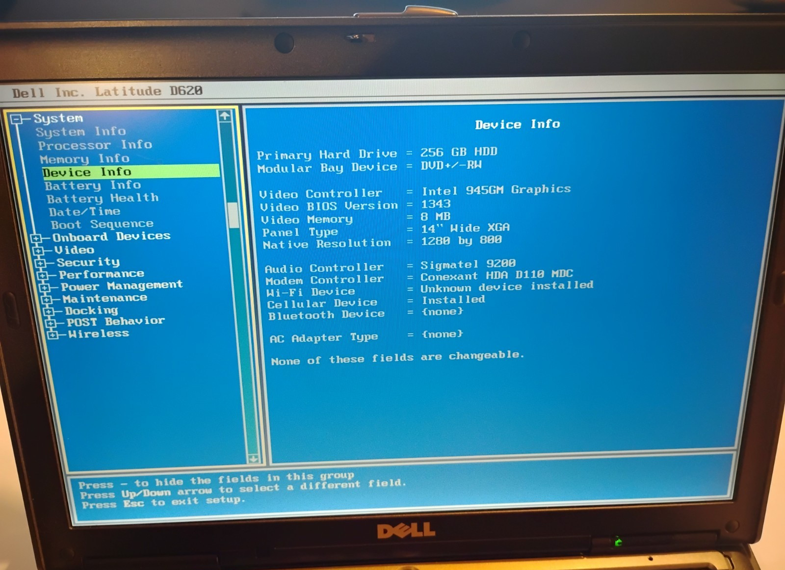 Dell/Latitude D620/Win XP SP3/256GB SSD/4GB RAM/Core 2 Duo 2.16GHz/WiFi/DVD+-RW