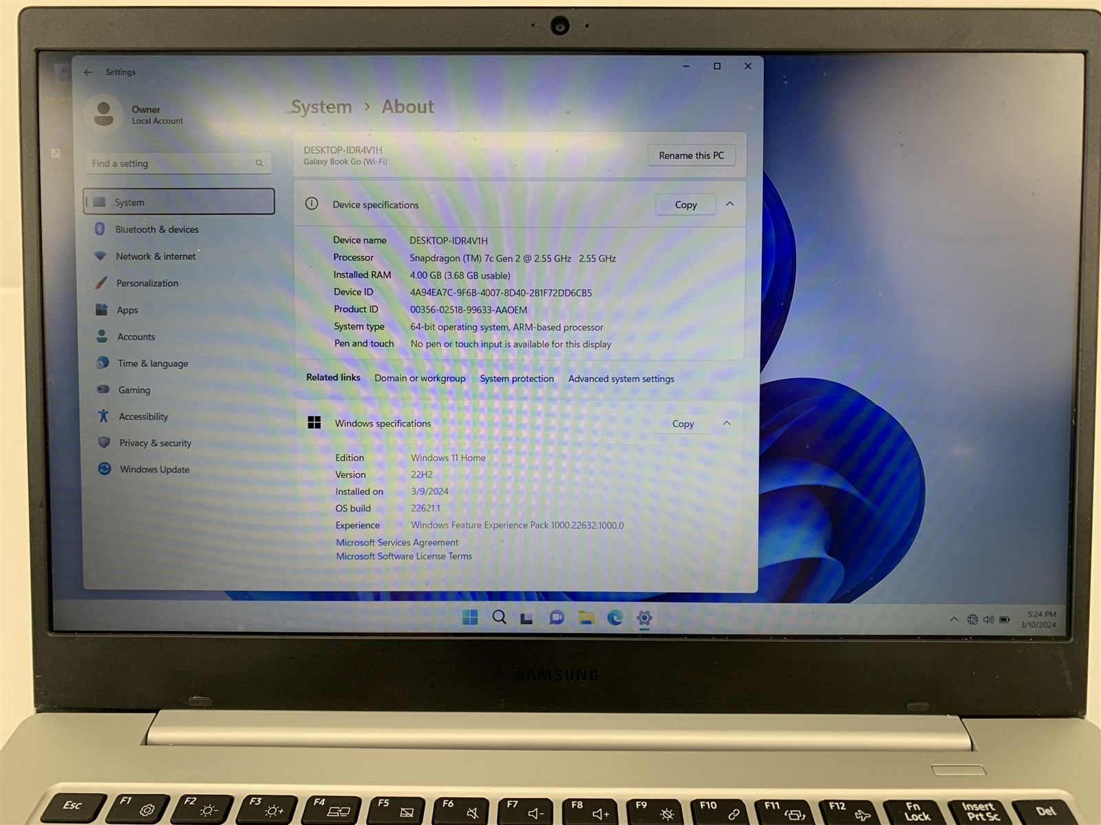 Samsung Galaxy Book Go Qualcomm Snapdragon 7C 2.55GHz 4GB SDRAM 64GB Win11