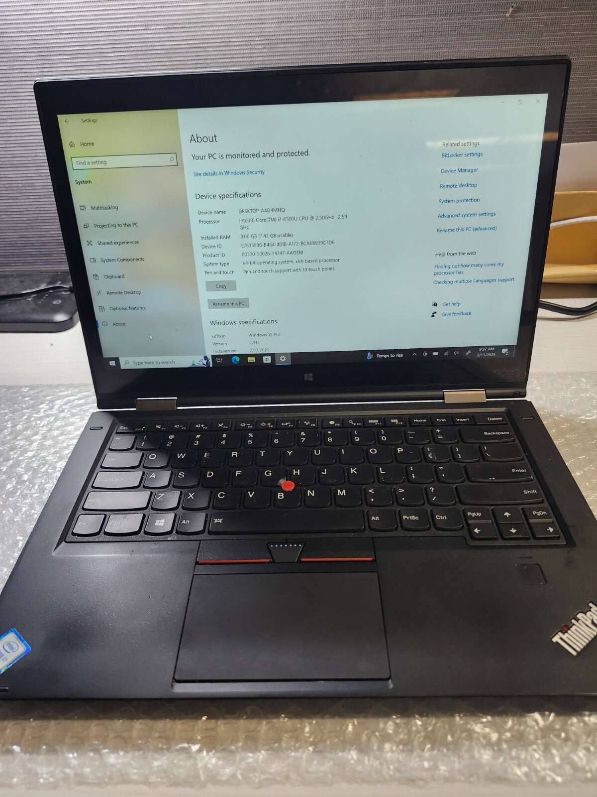 Lenovo ThinkPad X1 Yoga, Intel Core i7-6500u @2.50Ghz, 8GB RAM, 480GB SSD, W10P