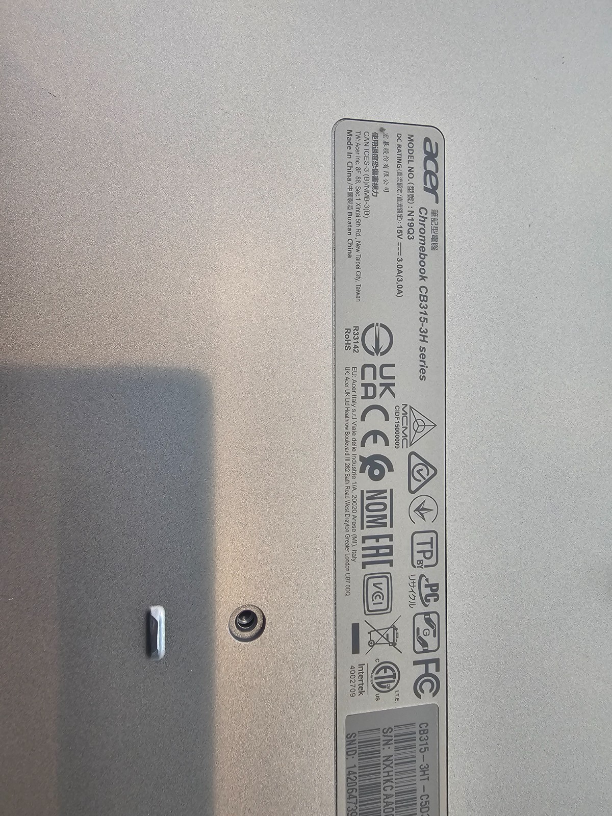 Acer Chromebook CB315-3H N19Q3 15.6 Celeron N4020 1.1GHz 64GB ChromeOS