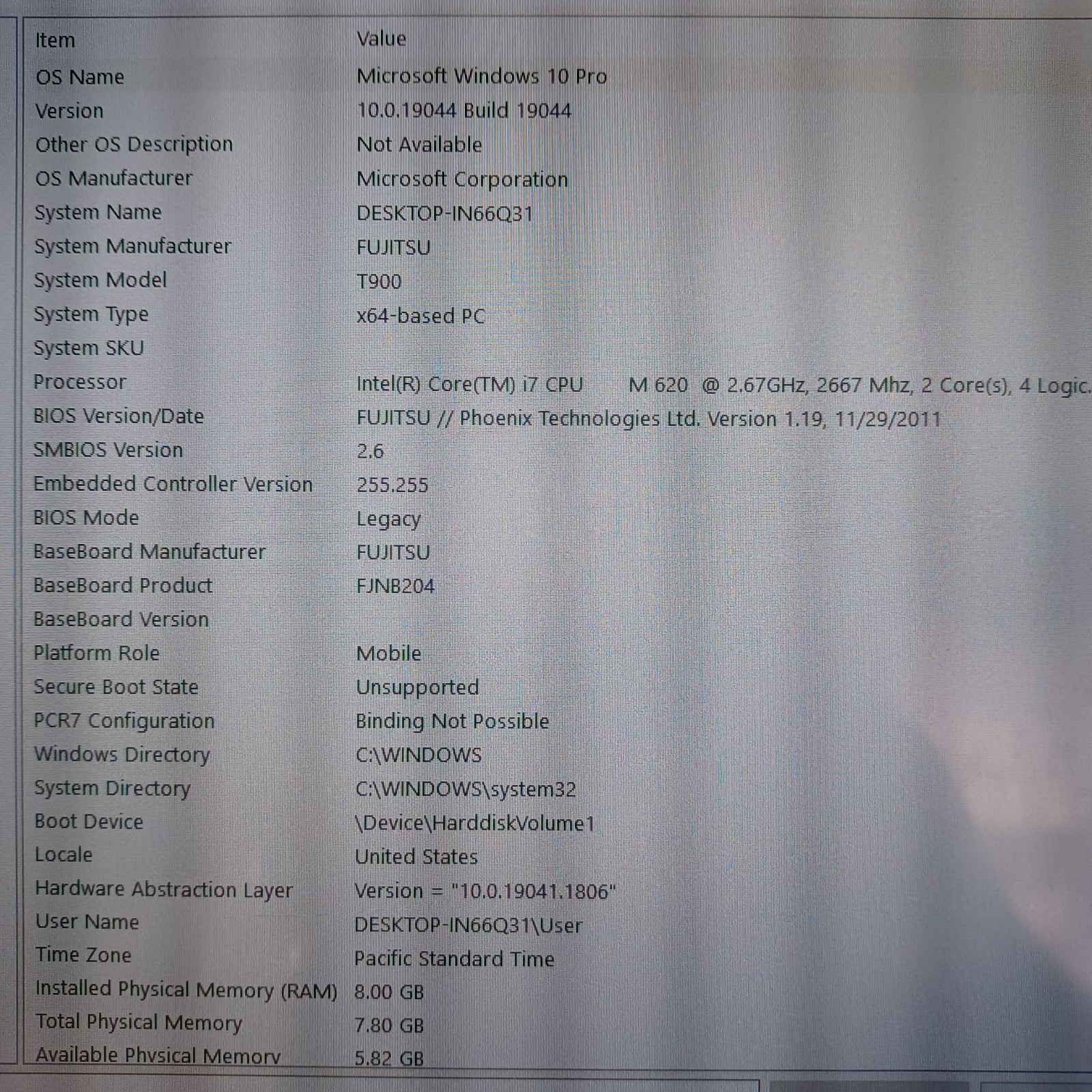 Fujitsu Lifebook T900 Intel Core i7 CPU M 620 2.67GHz 8GB RAM 231 GB HDD DVD RW