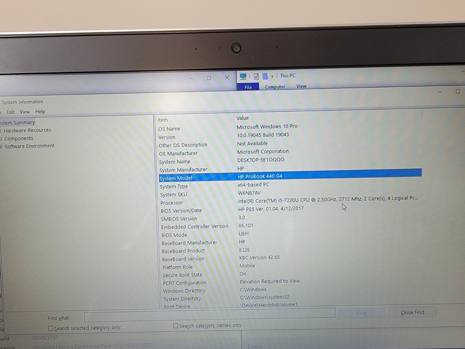 GOOD – HP ProBook 440 G4 Core i5-7200U @ 2.50 GHz 8 GB Ram 256GB SSD Win 10 Pro