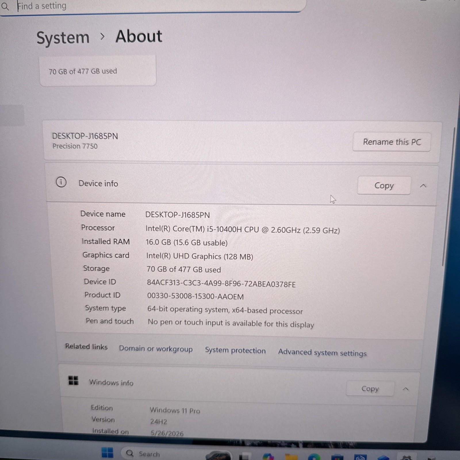 Dell Precision 7750 Laptop i5-10400H 16GB 512GB Mint