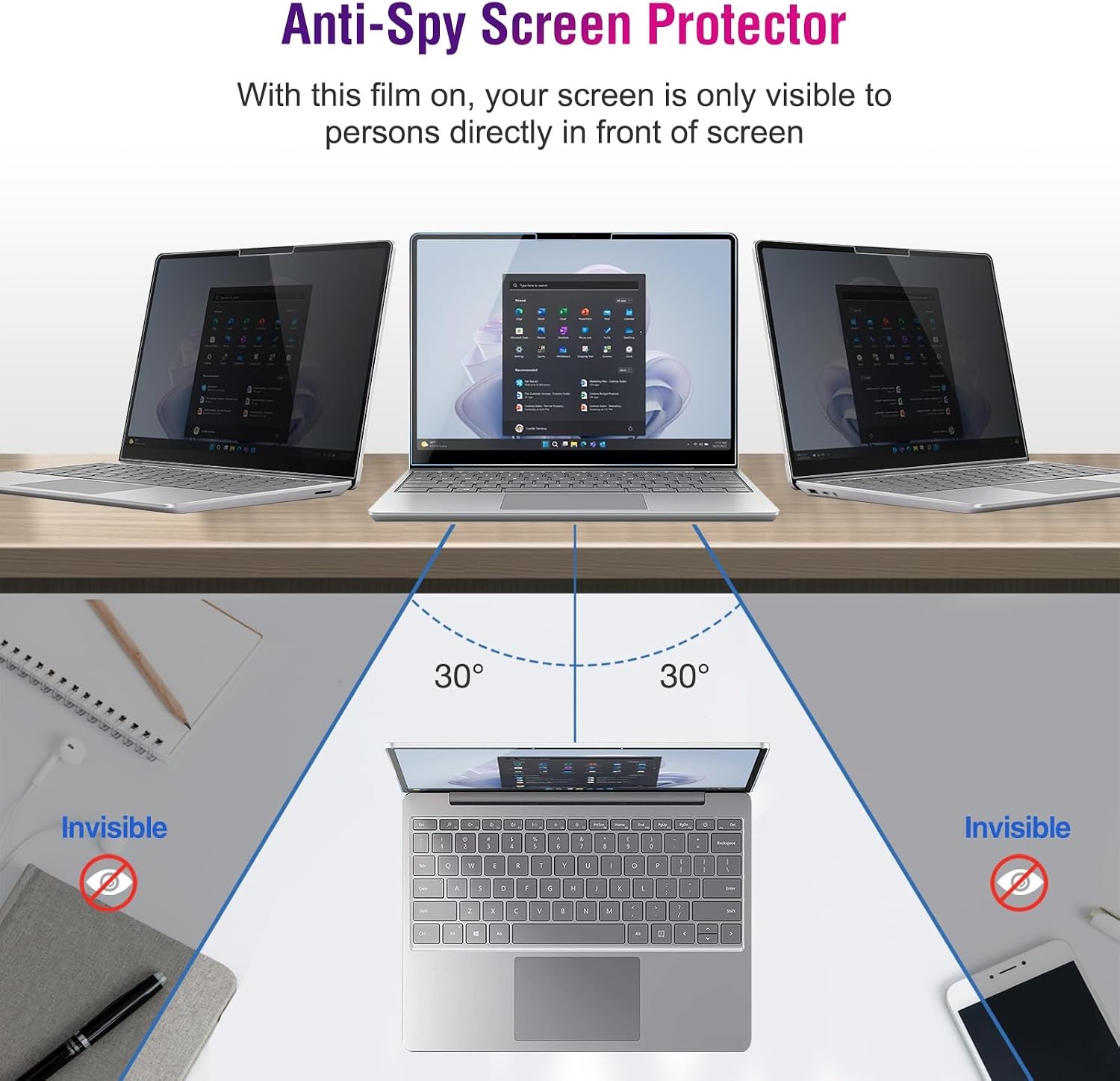 ProCase 12.4 Inch Anti-Spy Tempered Glass Privacy Screen Protector for Surface L