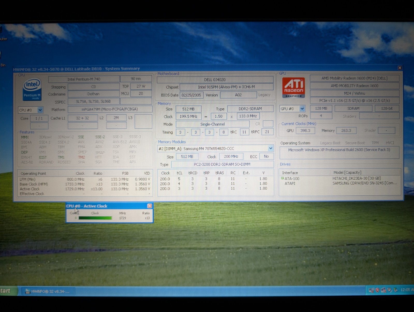 15″ Dell Latitude D810 | Pentium M 30GB HDD | ATI DVD Win XP 32-Bit Serial Port