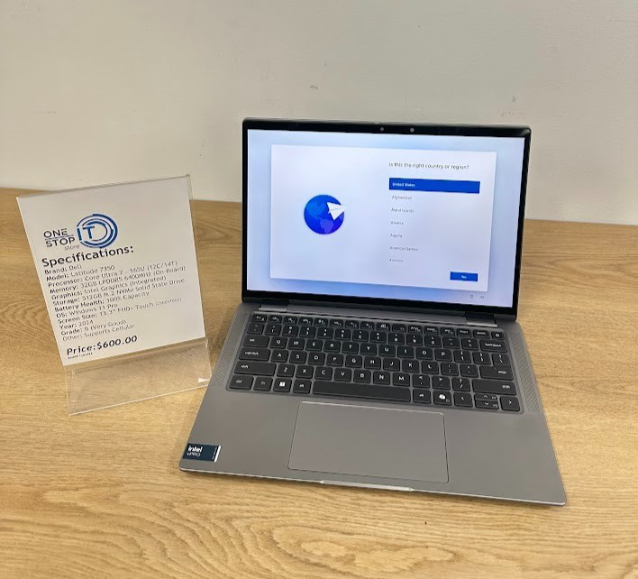 Dell Latitude 7350, Core Ultra 7 165U, 32GB LPDDR5, Intel Graphics, 512GB SSD