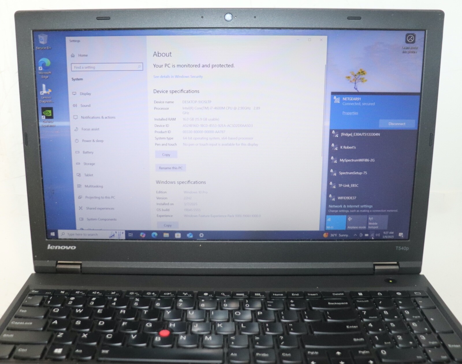 Lenovo ThinkPad T540p|Core i7@2.90 GHz|16GB RAM |256GB SSD|WIN10.Prof|NVIDIA