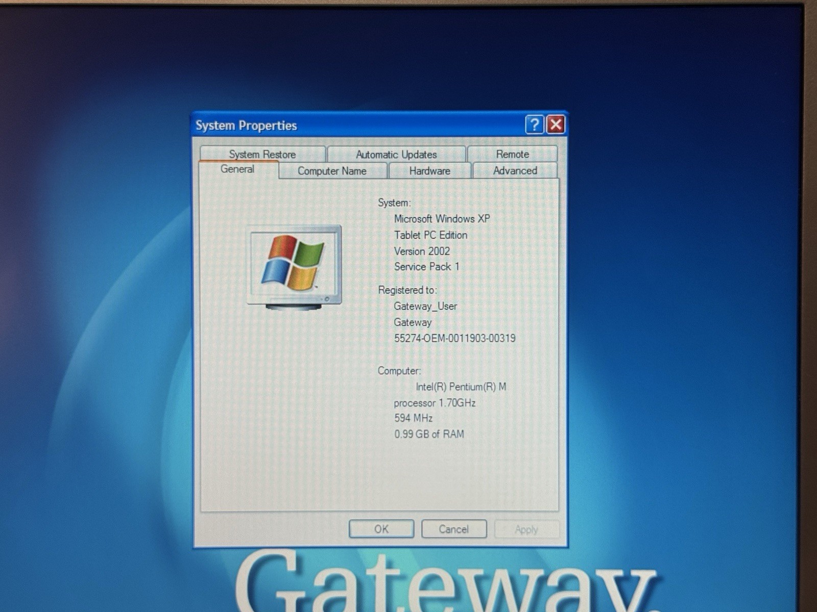 Gateway M275 14″ Laptop/Tablet Intel Pentium M 1.7GHz 1gb RAM 60gb HDD Win XP