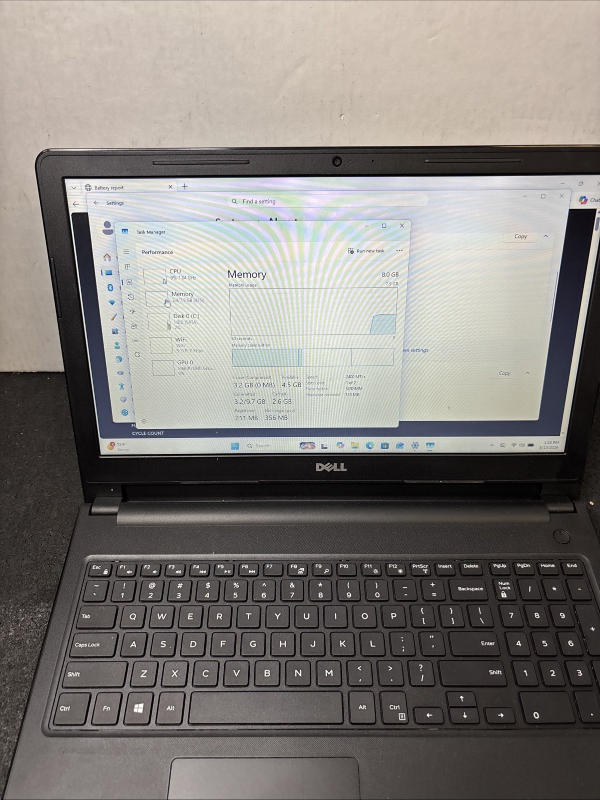 Dell Inspiron 15 3576 15.6″ Laptop i3-8130U 2.2GHz 8GB 1TB HD DVDRW Win 11 H