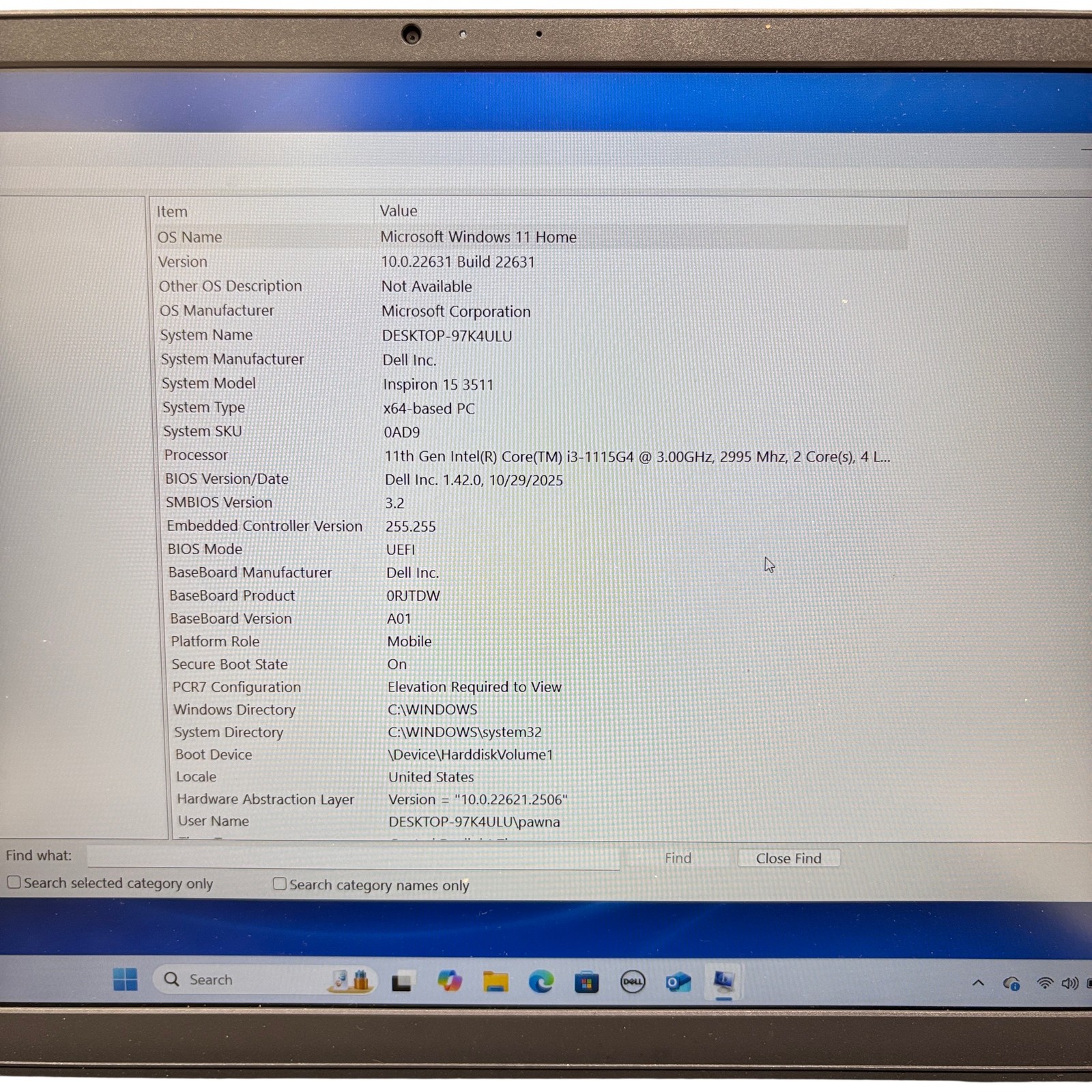 Dell Inspiron 15 3511 P112F 256GB i3-1115G4 3.0GHz 8GB RAM Intel UHD 15.6″
