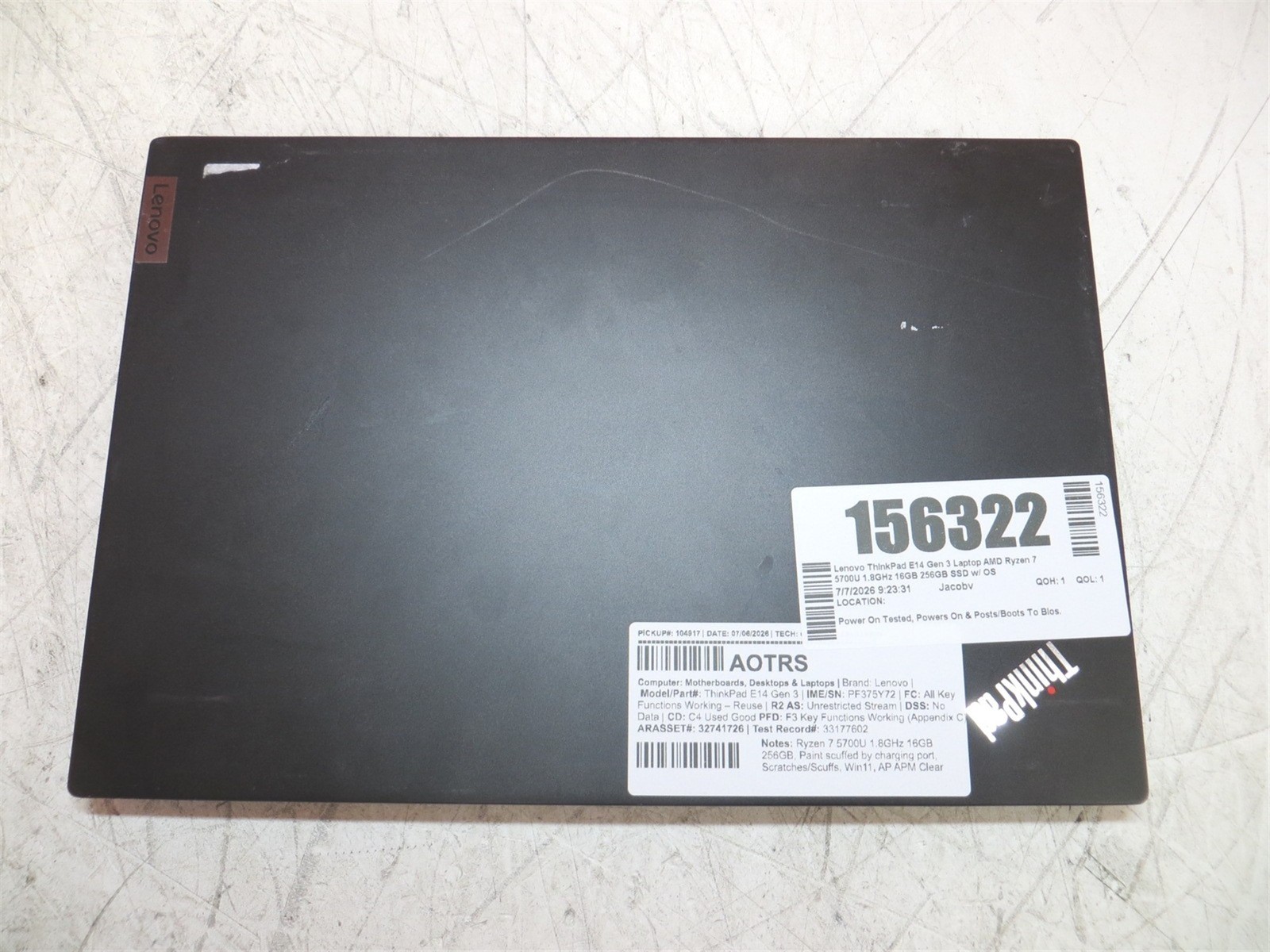 Lenovo ThinkPad E14 Gen 3 Laptop AMD Ryzen 7 5700U 1.8GHz 16GB 256GB SSD w/ OS