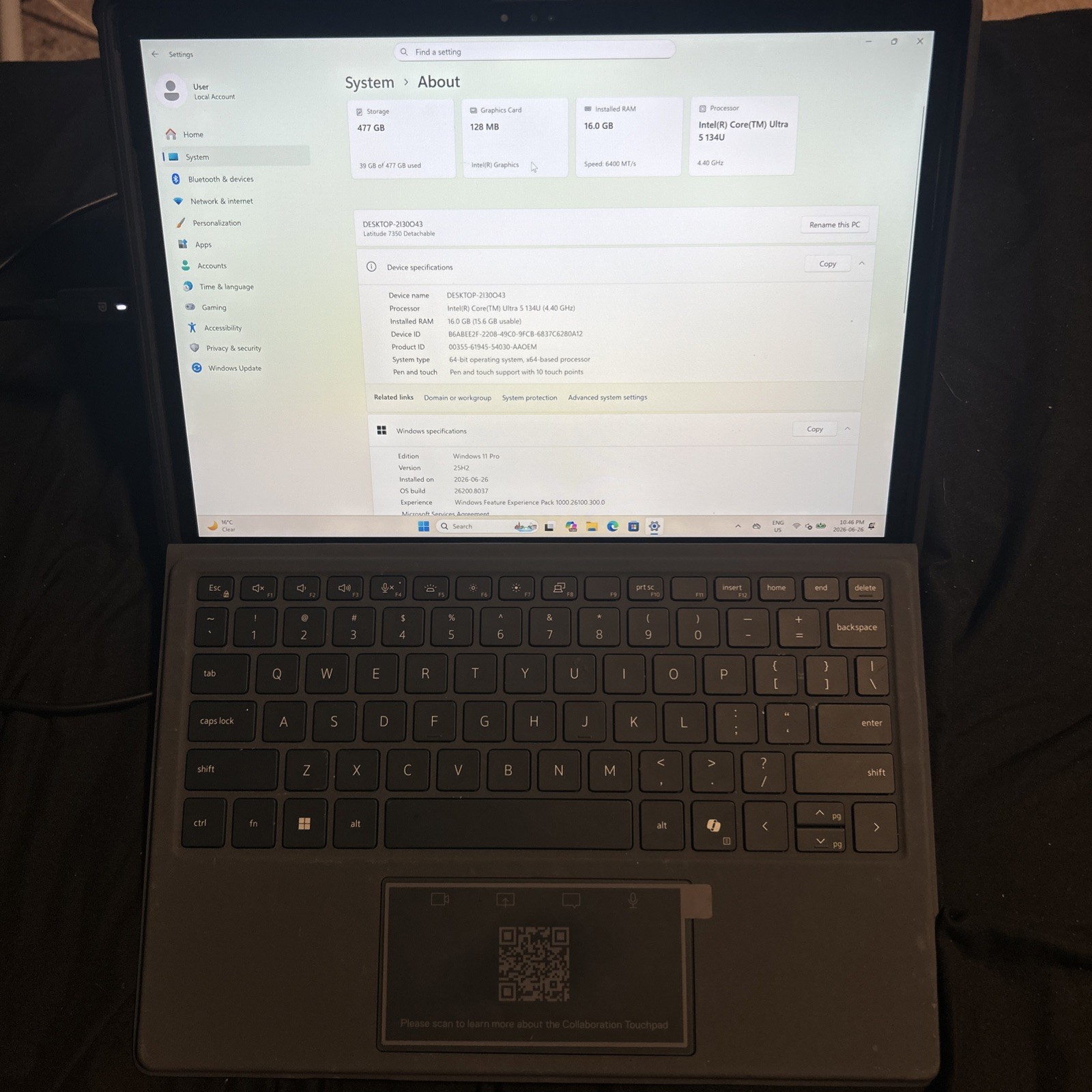Dell Latitude 7350 (Detachable) 13 Ultra 5 134U 16GB 512GB SSD and docking stat