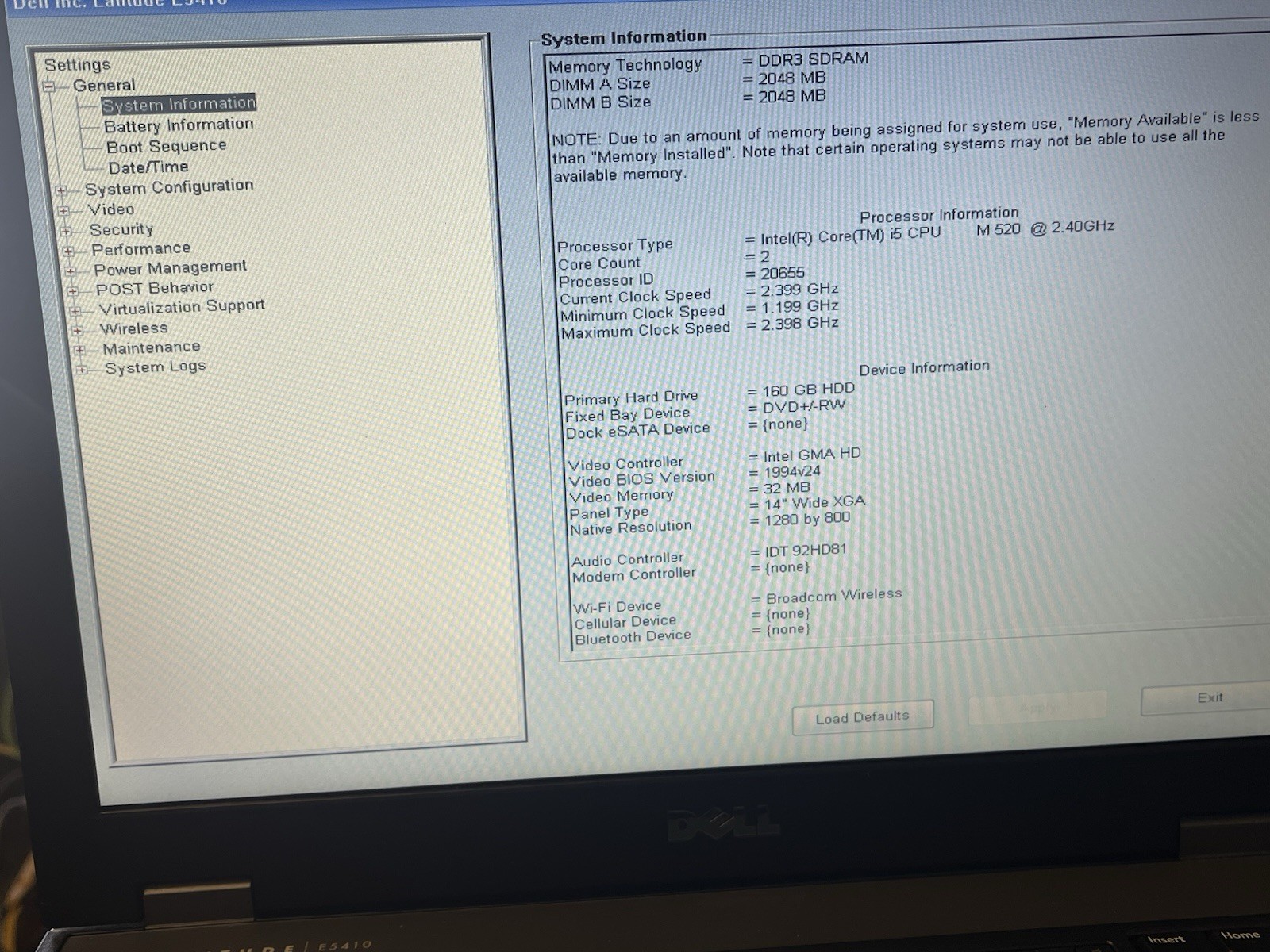 Dell Latitude E5410 i5 M 520 2.40GHz 4GB RAM 160GB HDD NO OS #2