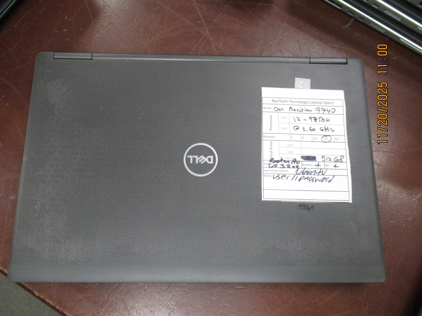 Dell Precision 7740 17.3″ 2.60GHz i7-9750H 32GB 512GB M2SSD WX 3200 Laptop w/ AC