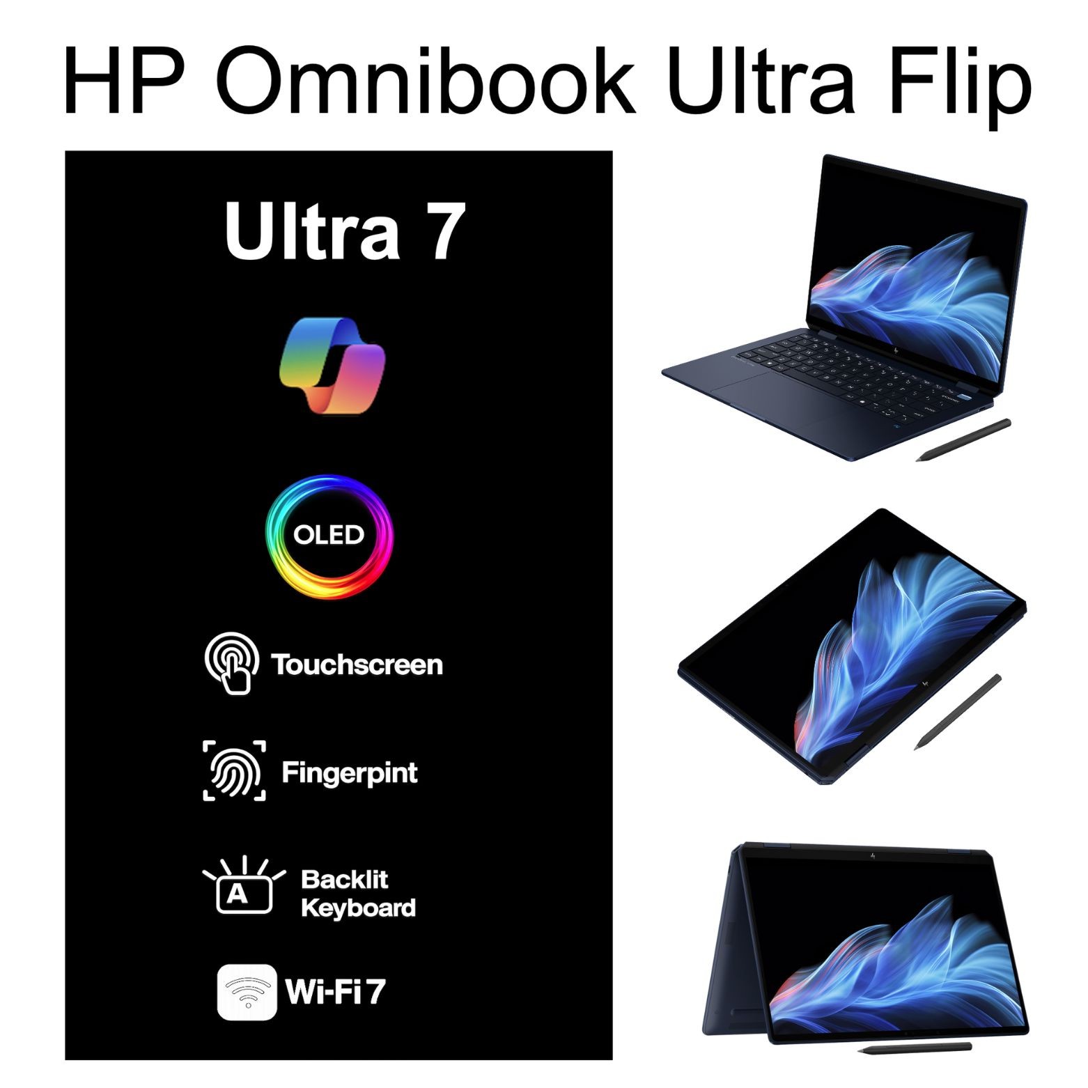 HP Omnibook Ultra Flip 14″ 2.8K Touch Intel Ultra 7-258V 32GB 1TB SSD W11H