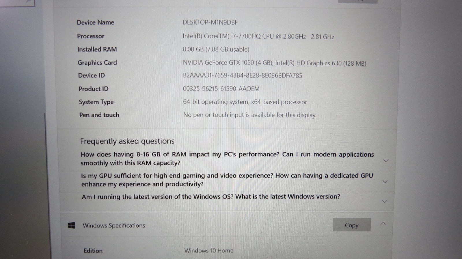 HP Omen 15-ce018dx 15.6″ Laptop Core i7 2.80GHz 8GB RAM 1TB HDD GTX 1050 Win 10