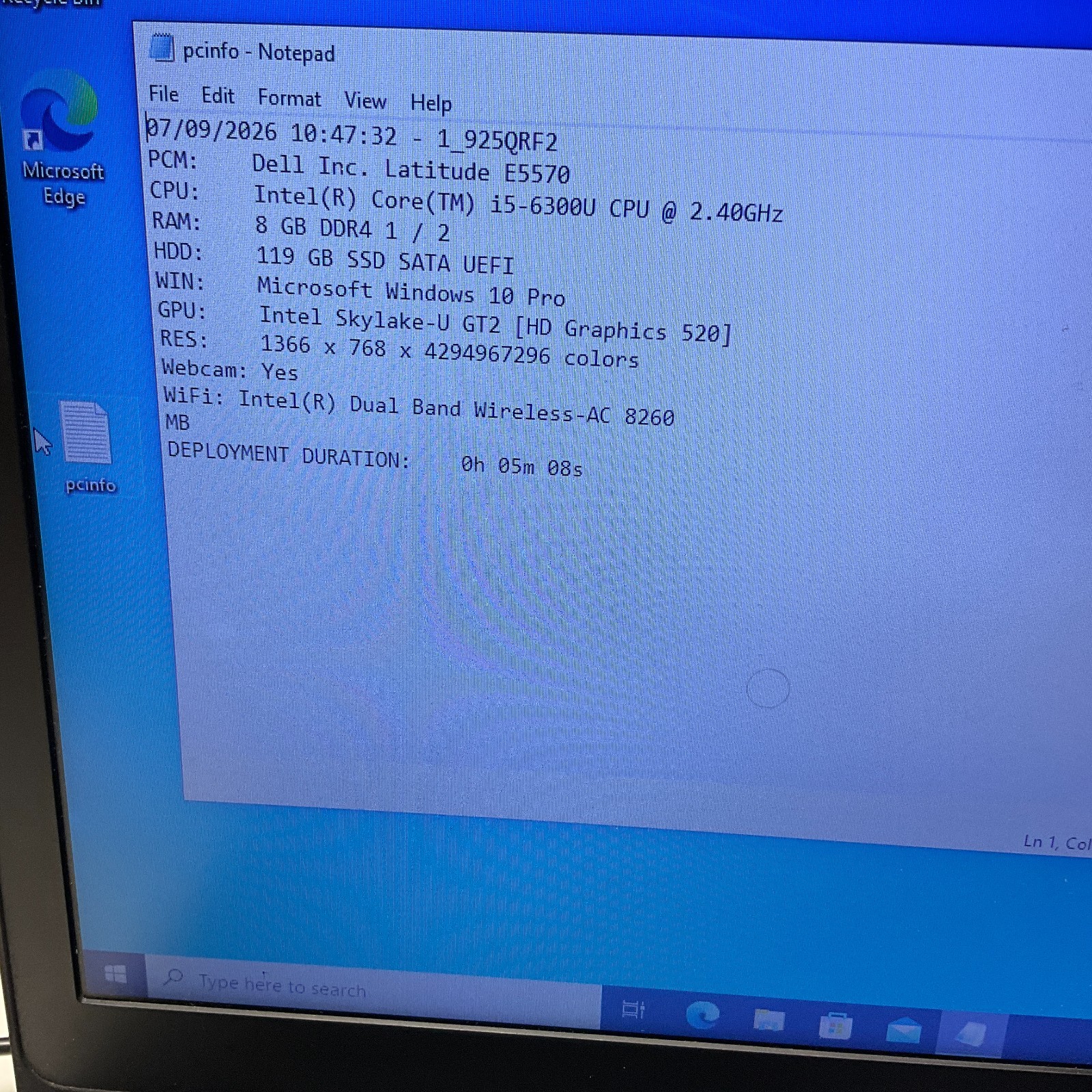 Dell Latitude E5570 Intel Core i5-6300U – 8GB Ram- 128GB SSD Windows 10 Pro