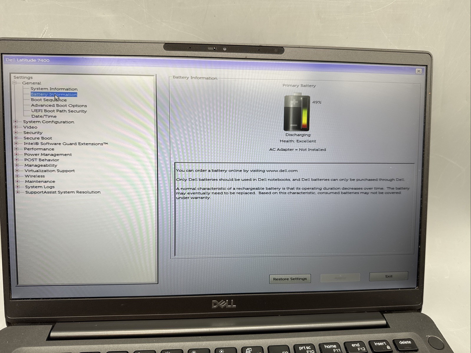 Dell Latitude 7400 14″ Core i7-8665U 1.9GHz 16GB RAM 256GB HD,NO OS