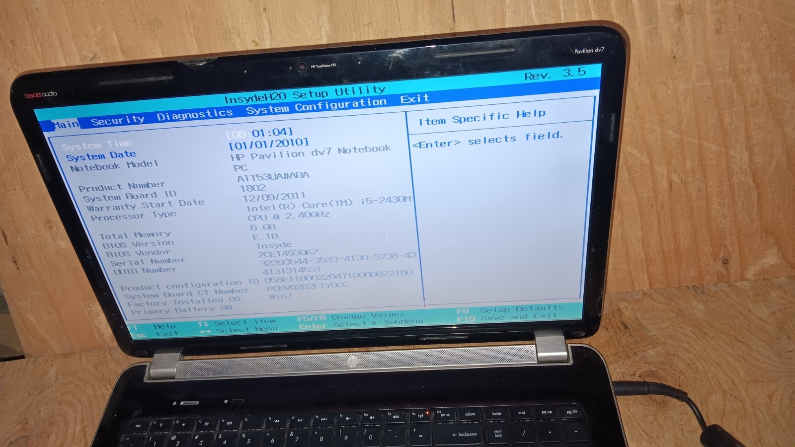 HP Pavilion DV7-6B55DX Laptop Intel core i5-2430M @2.40 GHz 17.3″ LCD Screen P/R