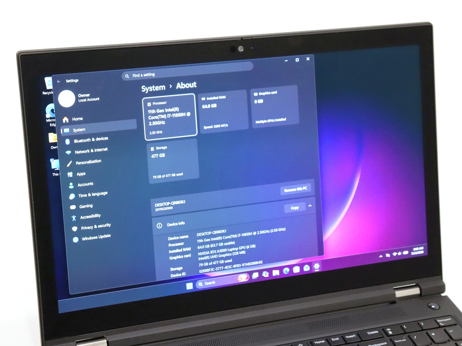 Lenovo ThinkPad P15 Gen 2 15.6″ 4K Intel i7-11850H 64GB 512GB NVMe W11 RTX A3000