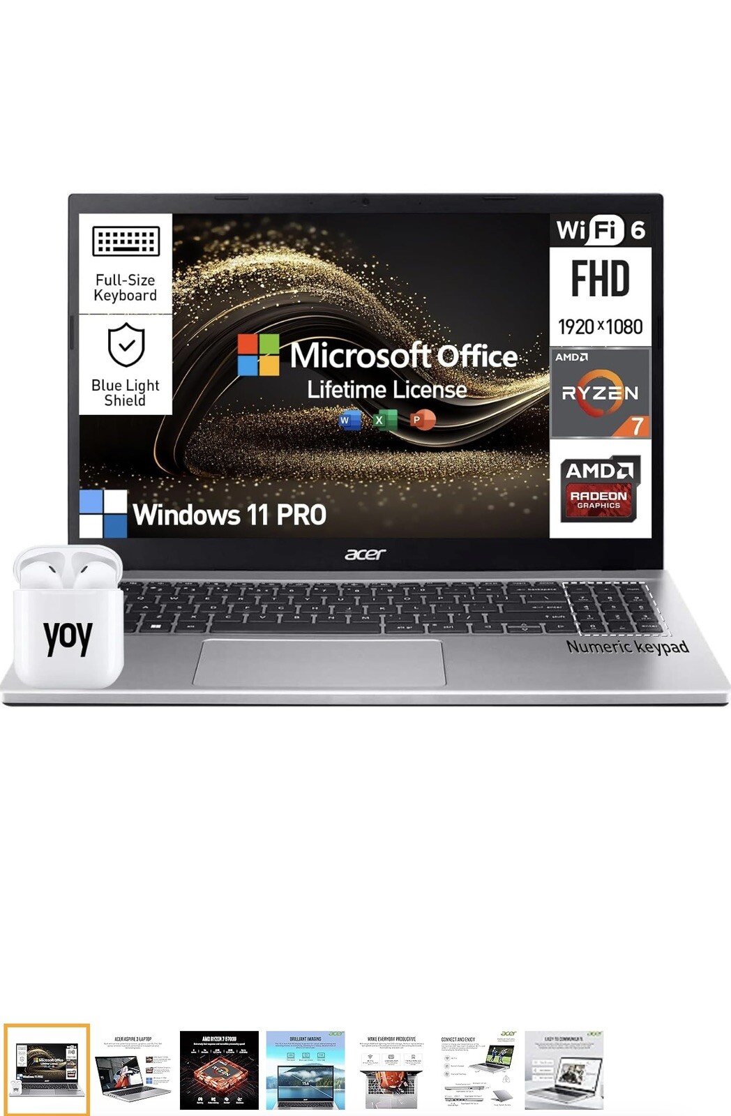 Acer Aspire 3 A315-24P-R7VH 15.6 in (128GB SSD, AMD Ryzen 3, 2.4GHz, 8GB RAM)…