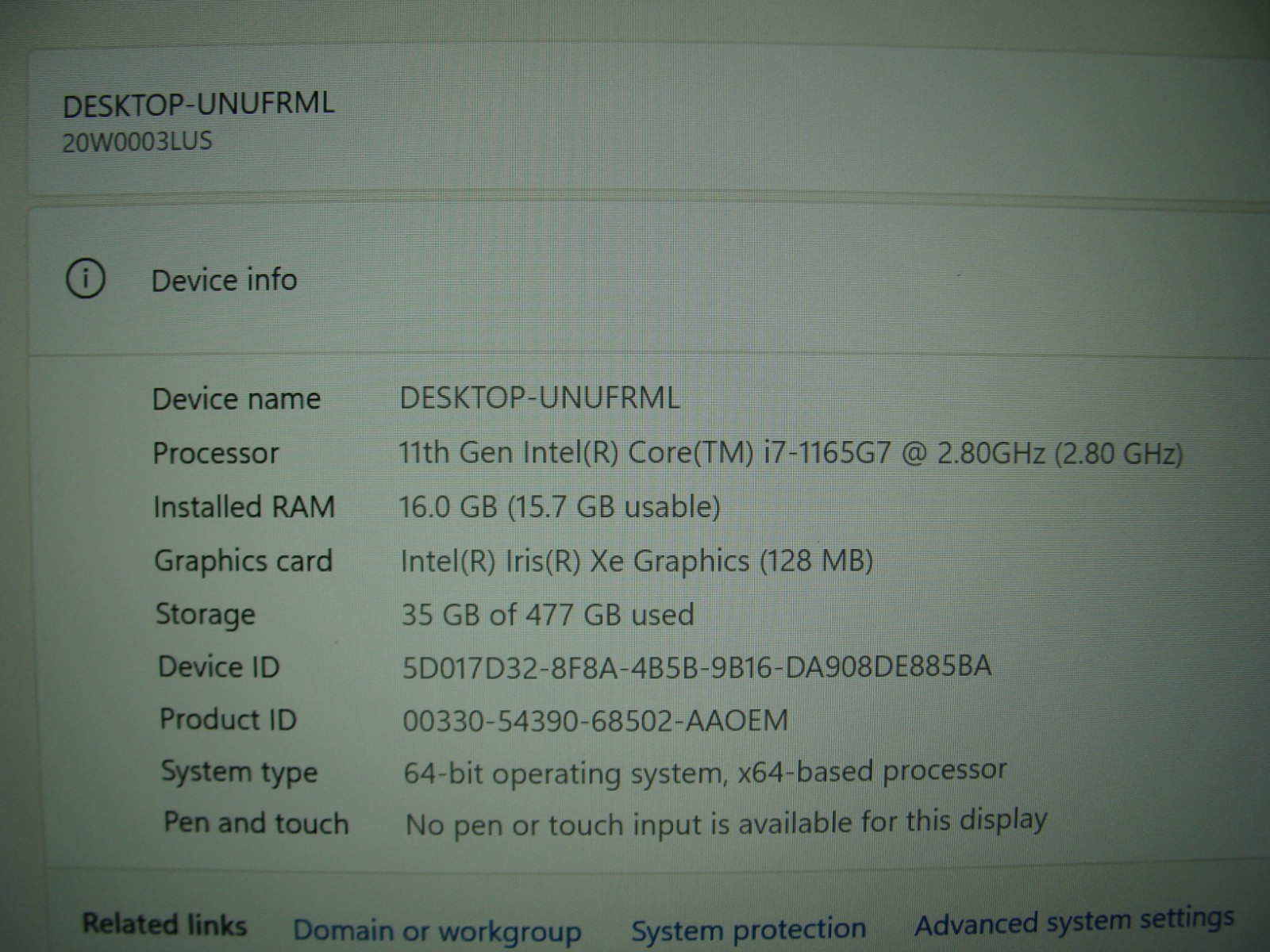 Lenovo ThinkPad T14 Gen 2i 14″FHD i7-1165G7 2.8GHz 16GB 512GB 96ttery +PA W11