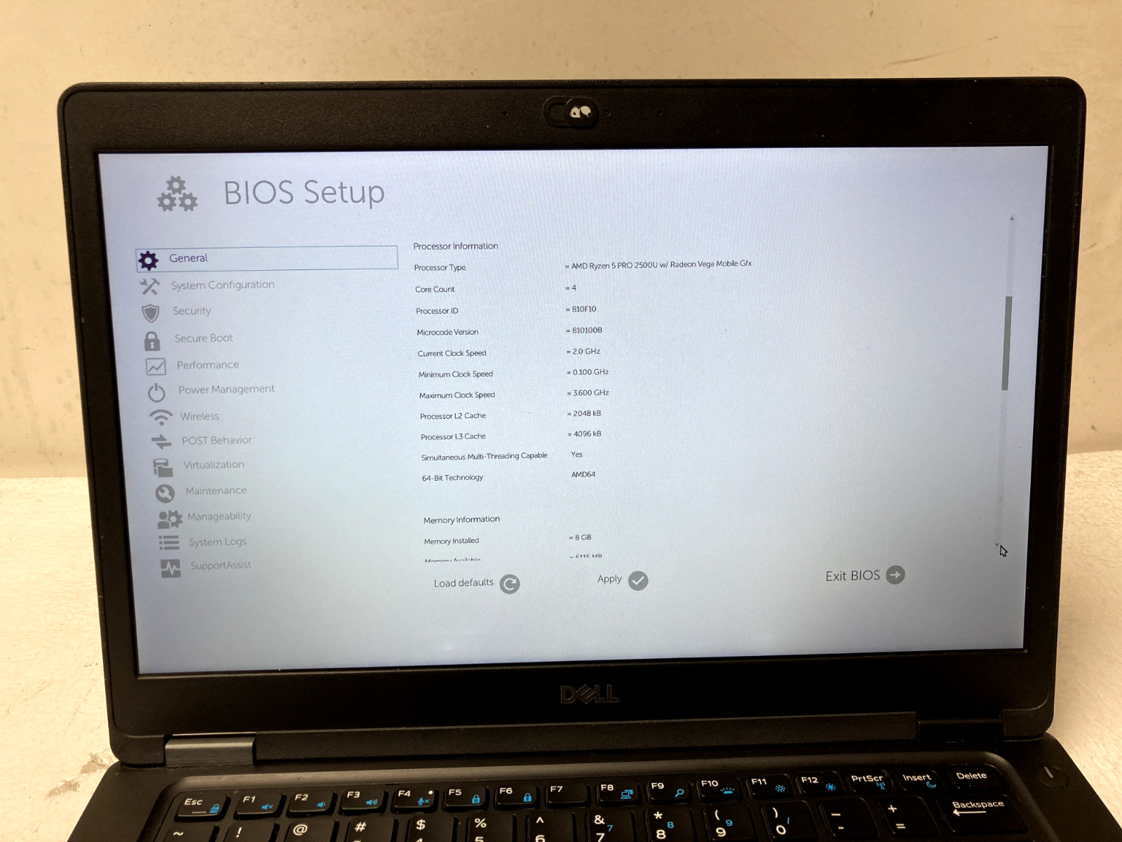 Dell Latitude 5495 14″ Intel AMD Ryzen 5 Pro 2500U 2.0GHz 8GB RAM No HDD Parts