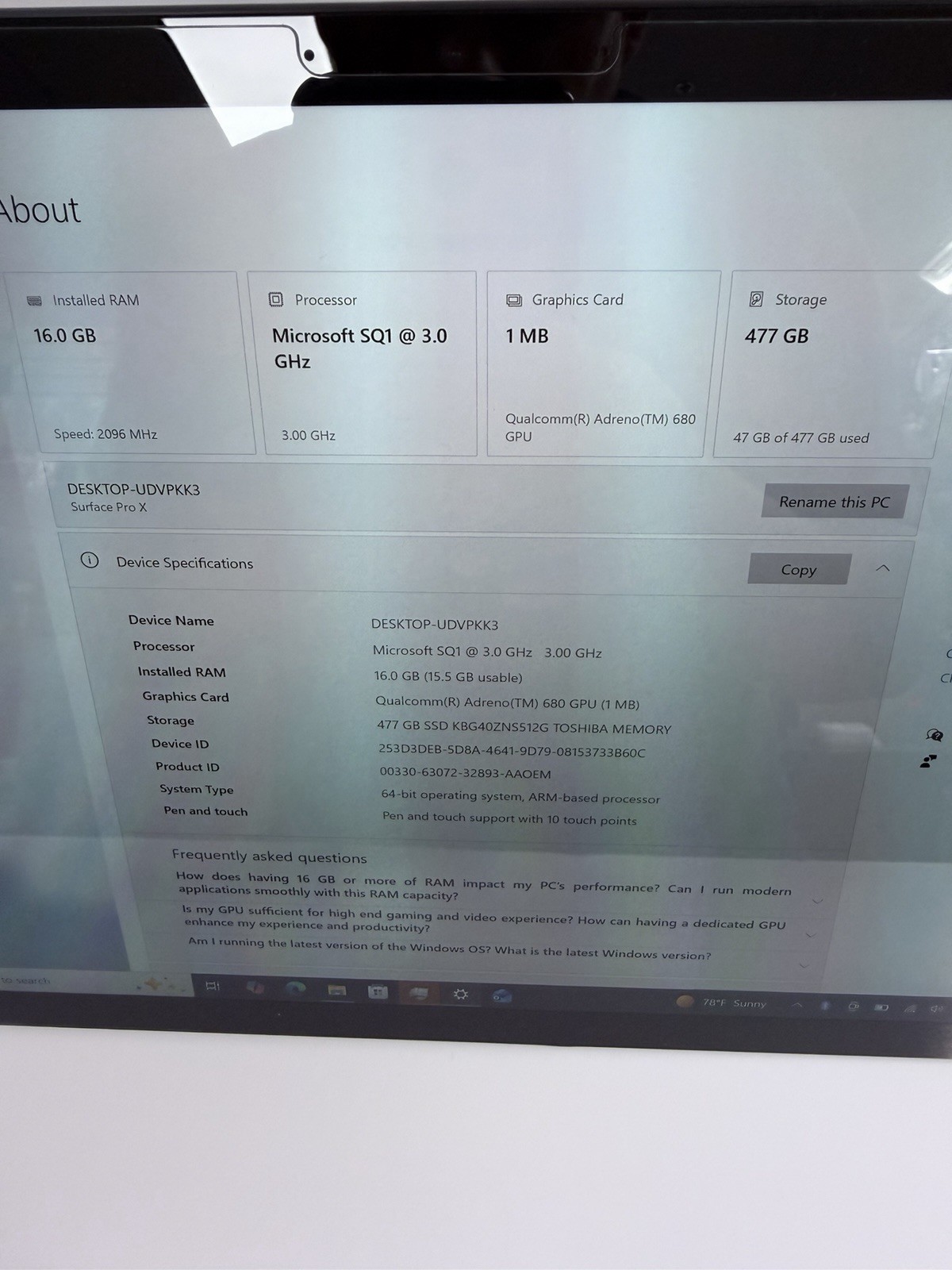 Microsoft Surface Pro X LTE 13″ 2880 x 1920 SQ1 512GB SSD 16GB W10 Pro