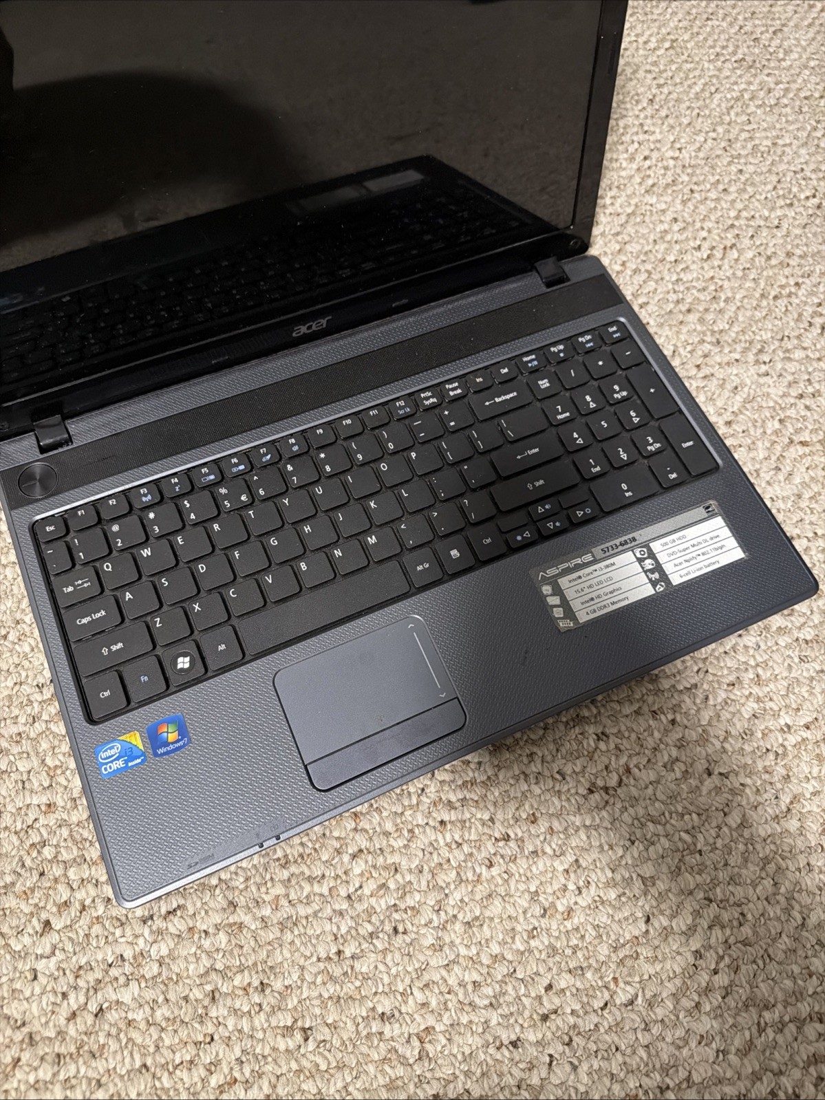 Acer Aspire PEW71 Laptop 5733 15.5″ i5 Win7 500gb 6gb Memory PARTS ONLY