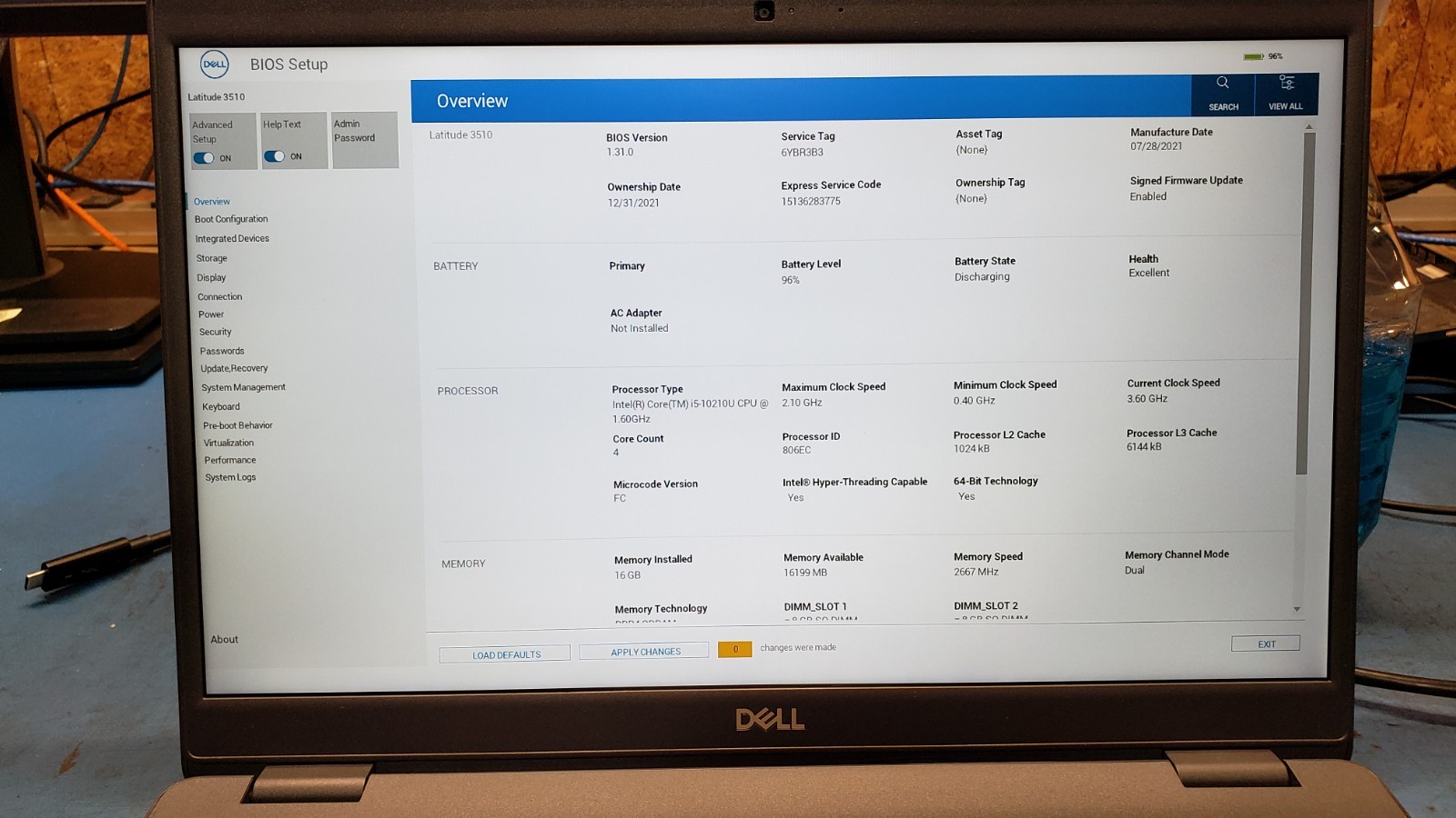 Dell Latitude 3510 15.6″ i5-10210U 16GB RAM 256GB NVME Windows 11 Pro ~