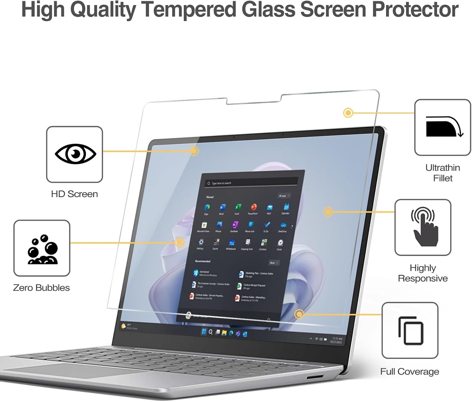 Screen Protector for Microsoft Surface Laptop Go 12.4 Inch, Tempered Glass, Anti