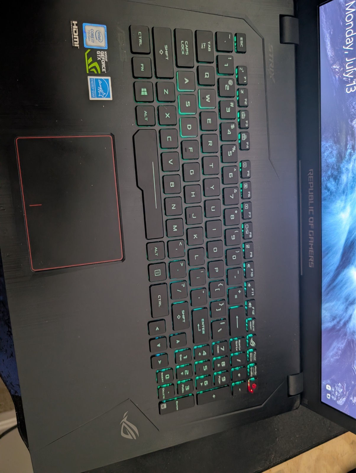 Asus Rog Strix GL753V 17.3″ Laptop i7 7700 128gb SSD 1TB HDD 1050ti 16gb ram