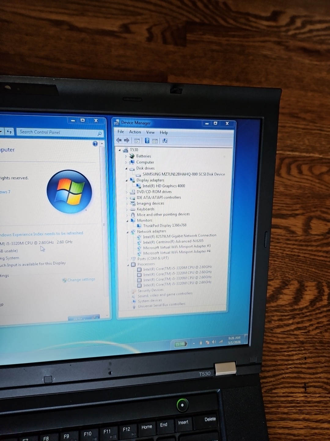 Lenovo ThinkPad T530 i5/16GB Ram 120GBSSD+500GB HDD. Win 7 Pro. Ready to Use.