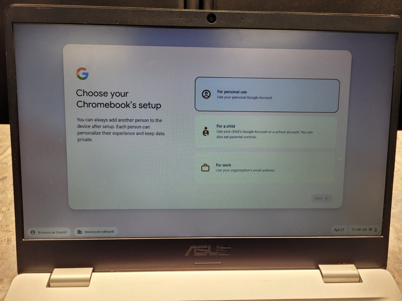 ASUS Chromebook Intel Model 7265D2W-14-inch 4GB 32GB HD Non-Touch,Silver C423N