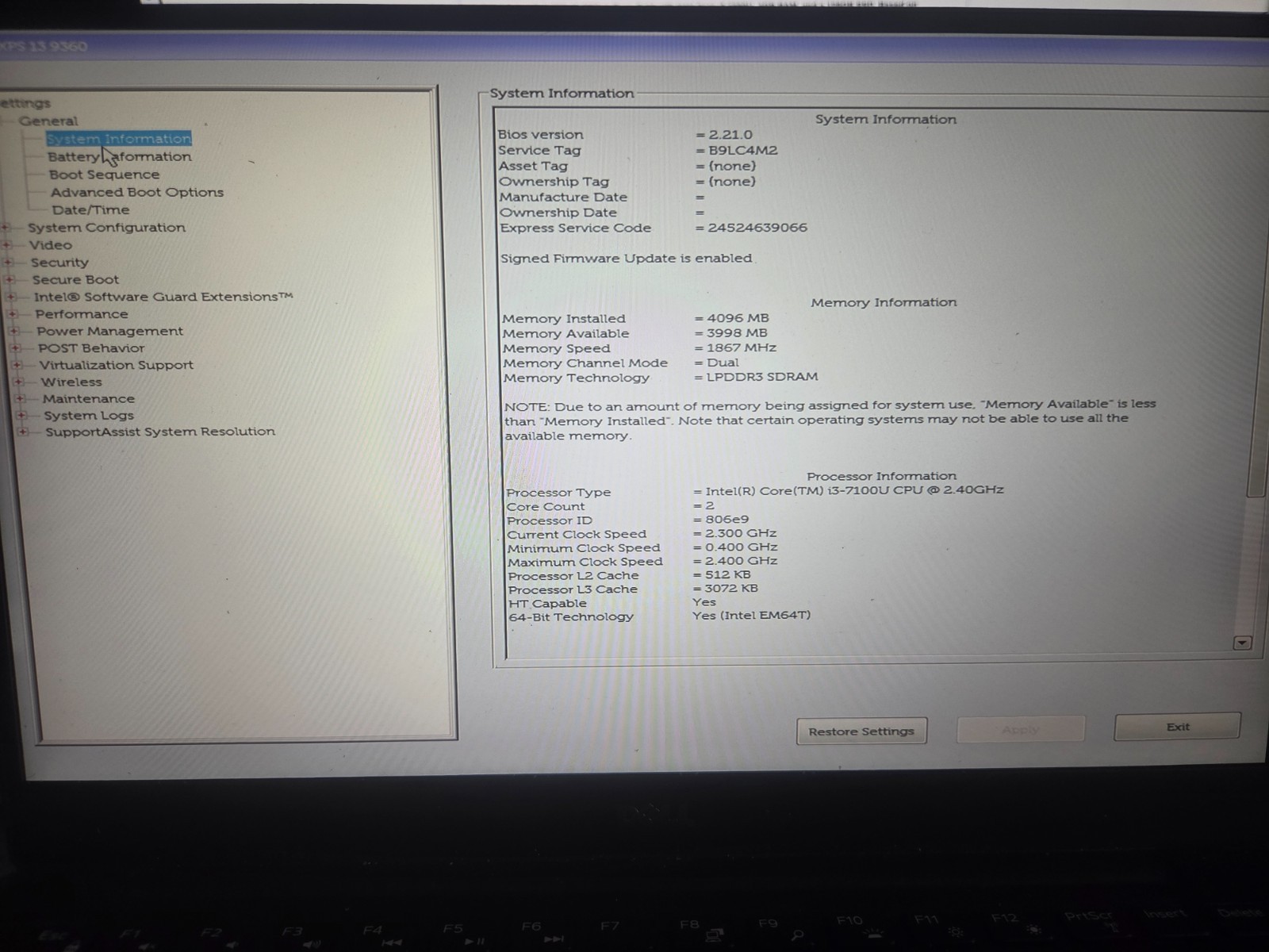 Dell XPS 13 9360 (Gold) Laptop Intel Core i3-7100U 2.4GHz 4GB RAM 128GB SSD