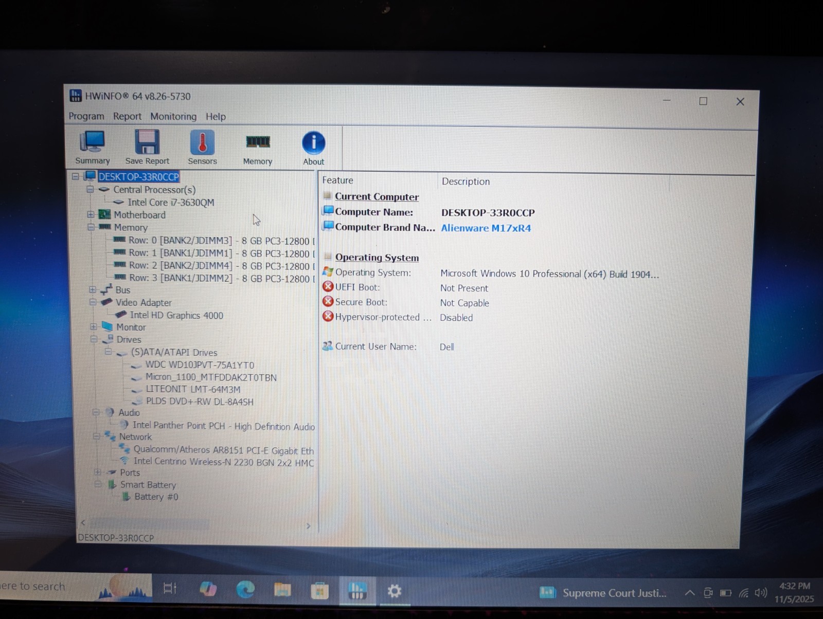 Alienware M17x R4 — i7 3rd Gen 32GB RAM 2TB SSD + 1TB HD | Triple XP + 7 + 10