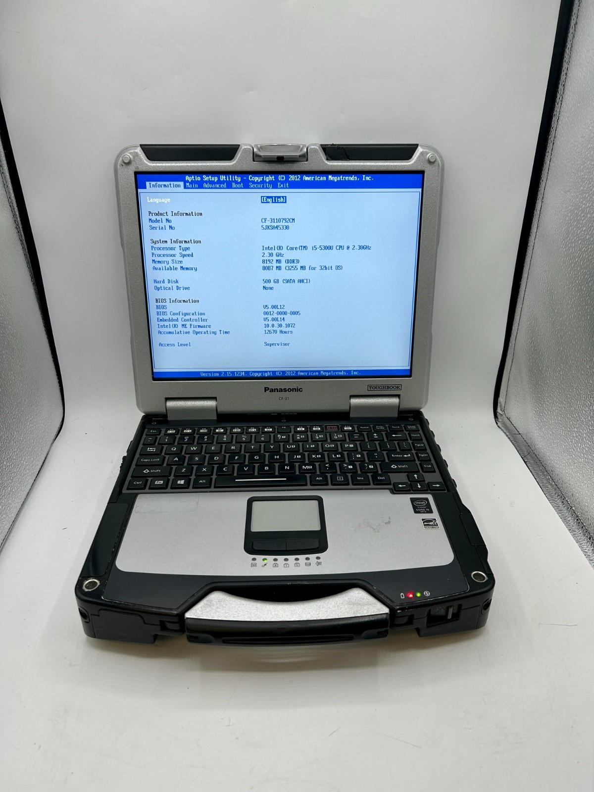 Panasonic Toughbook CF-31 MK5 Laptop i5-5300U 2.30GHz 8GB RAM 500GB HDD NO OS