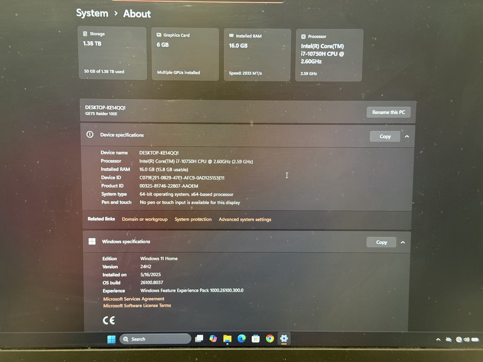 MSI GE75 Raider 10SE – 17.3″ FHD – i7-10750H – RTX 2060 – 16GB/512GB+1TB – Black