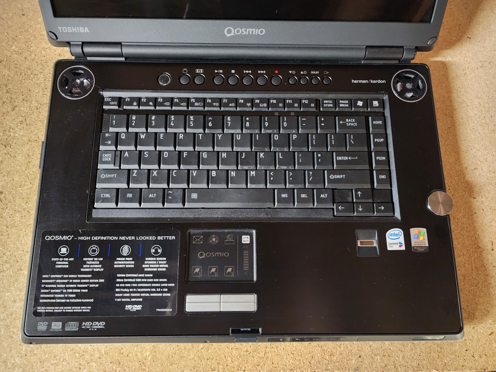 Toshiba Qosmio G35-AV650 Core Duo T2500 2GB RAM No HDD/OS NVIDIA GPU HD DVD