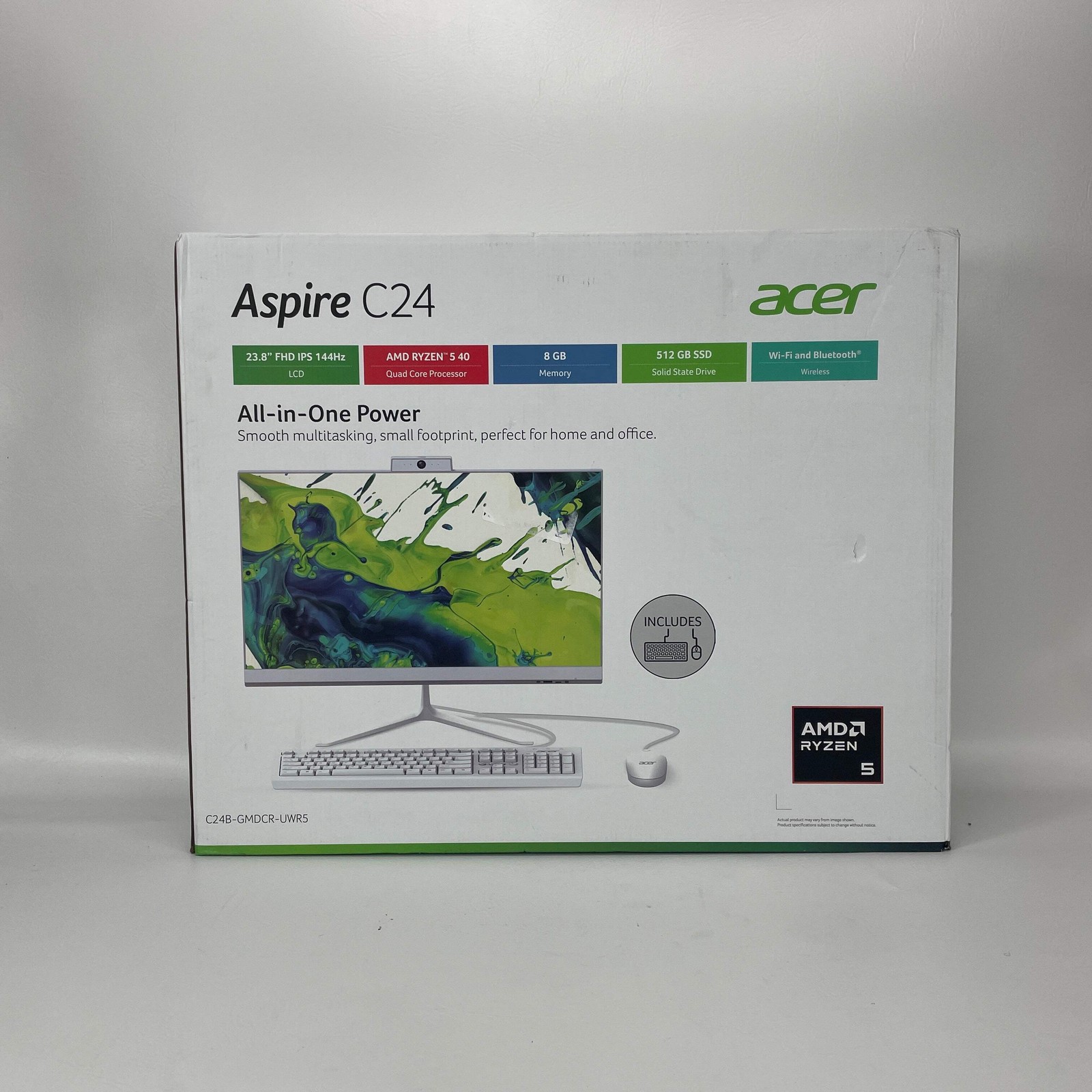 New Acer Aspire C24 GMDCR-UWR5 23.8″ Ryzen 5 40 2.80GHz 8GB RAM 512GB SSD AMD